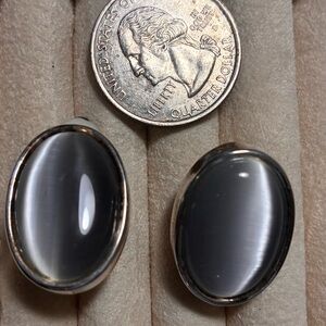 Silver Oval Clip In Earrings